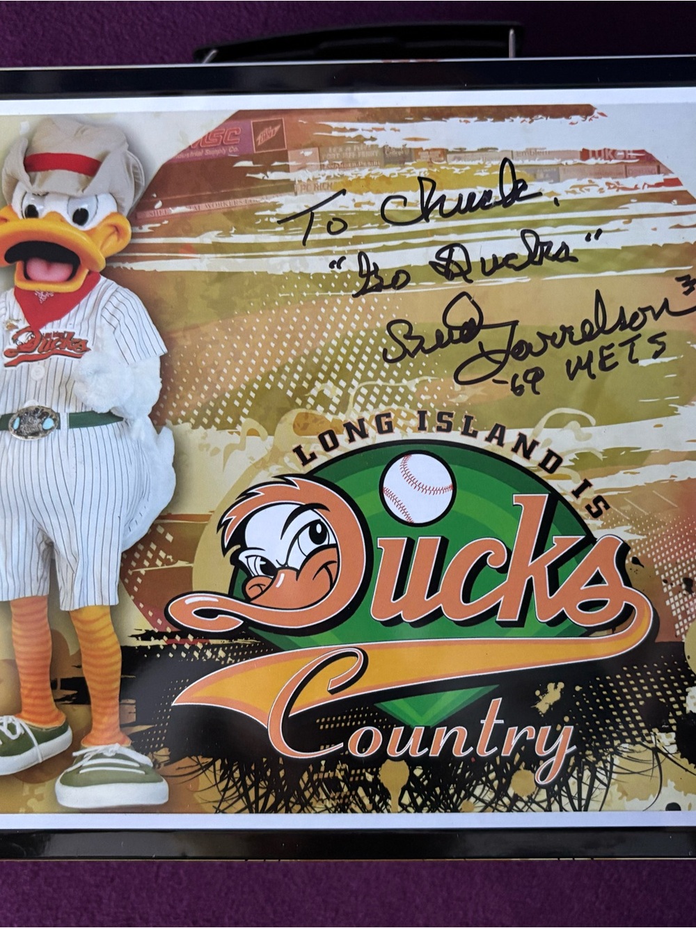 Long Island Ducks Signed by Bud Harrelson Vintage lunch box